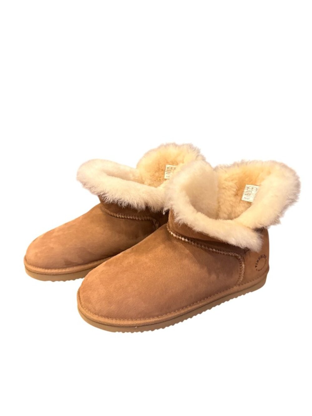 Fireside Dearfoams Shearling Boots Womens 8 Tan Suede Cozy Slipper Boot Plush